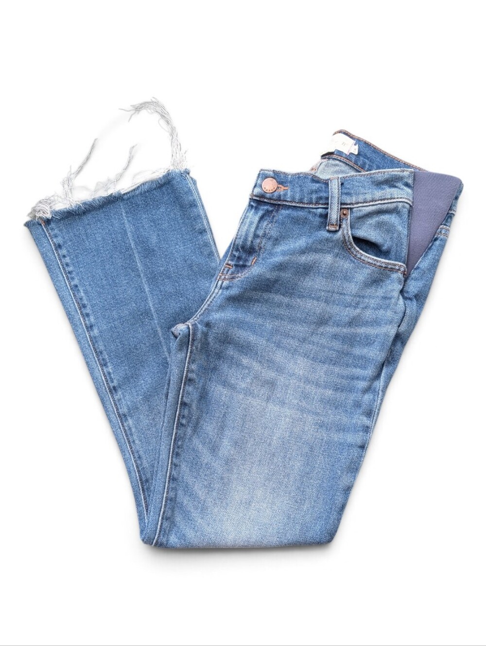 Hatch Blue Light-Wash High-Rise Crop Maternity Jeans